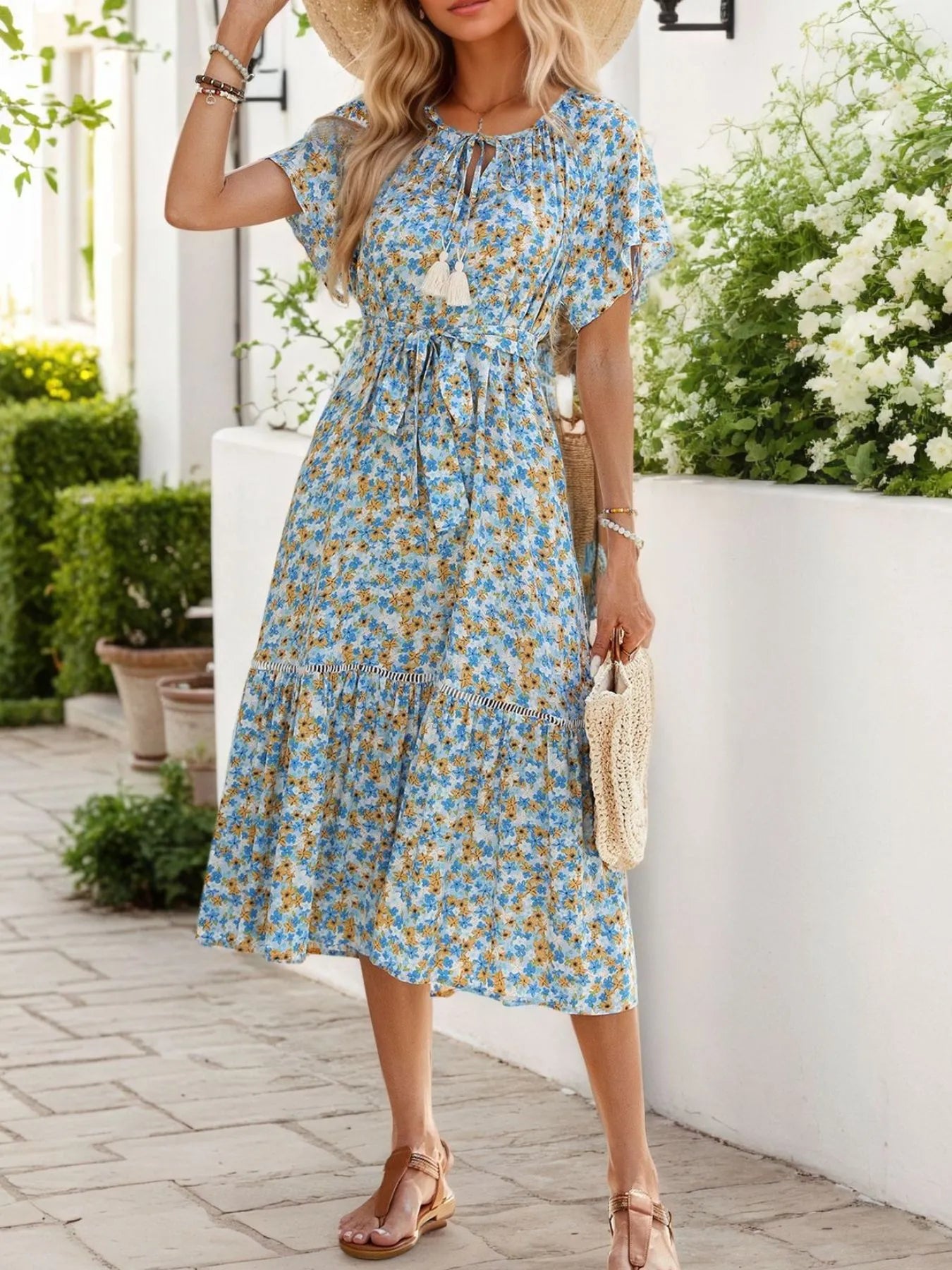 Daisy Floral Midi Dress - Cotton - S-XL