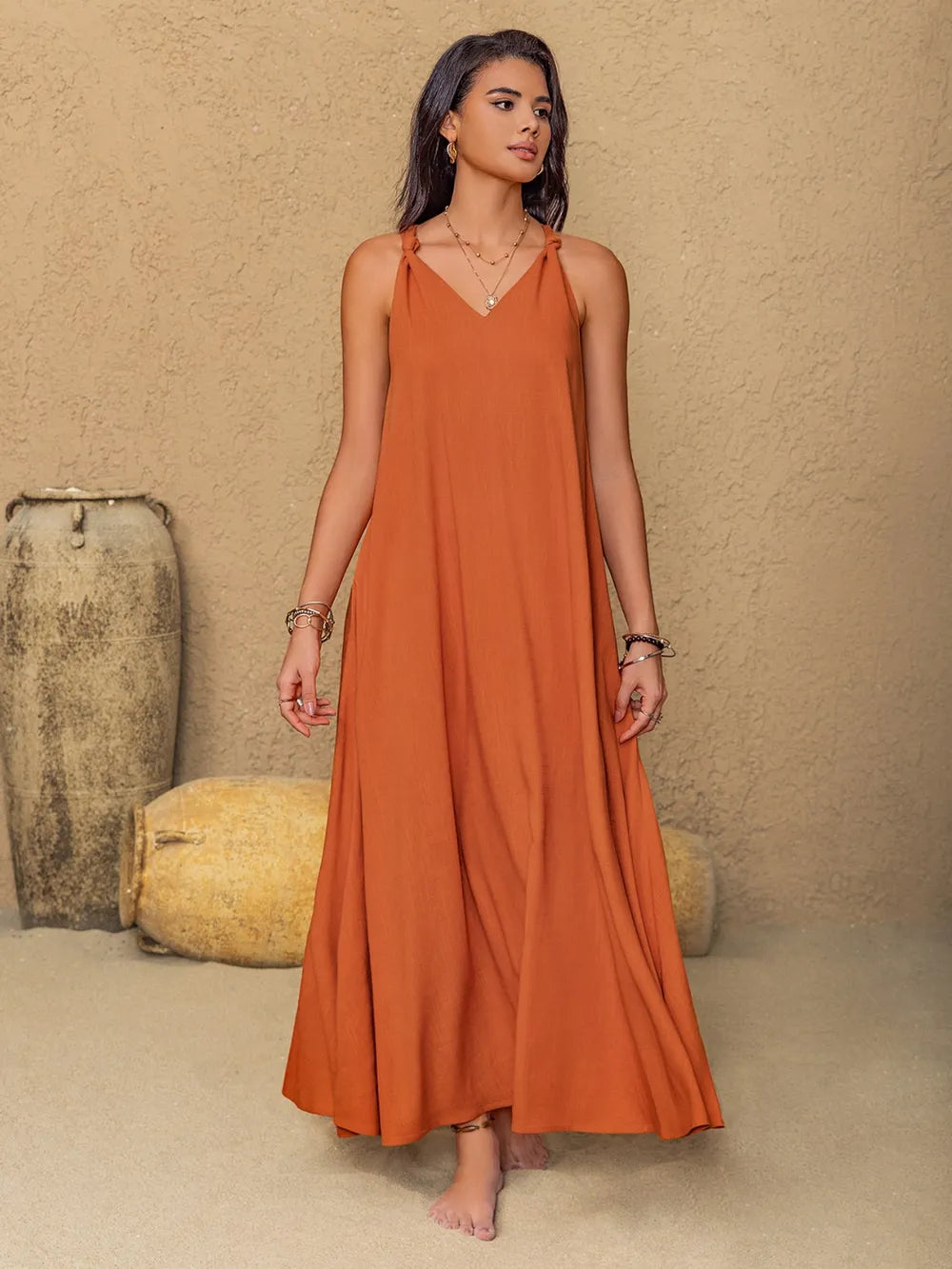 Eva Twist Cami Maxi Dress - Linen Blend - Size S-XL