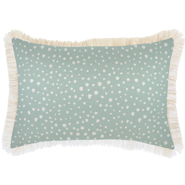 Lunar Pale Mint Spot-Coastal Fringe-Cushion Cover-35cm X 50cm