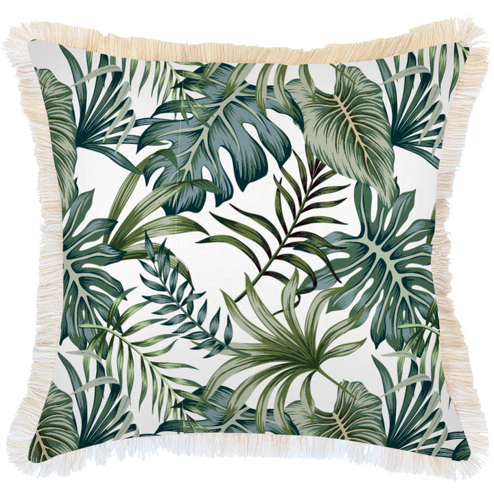 Tropical Palm Leaf-Coastal Fringe Indoor Cushion Cover-45cm X 45cm