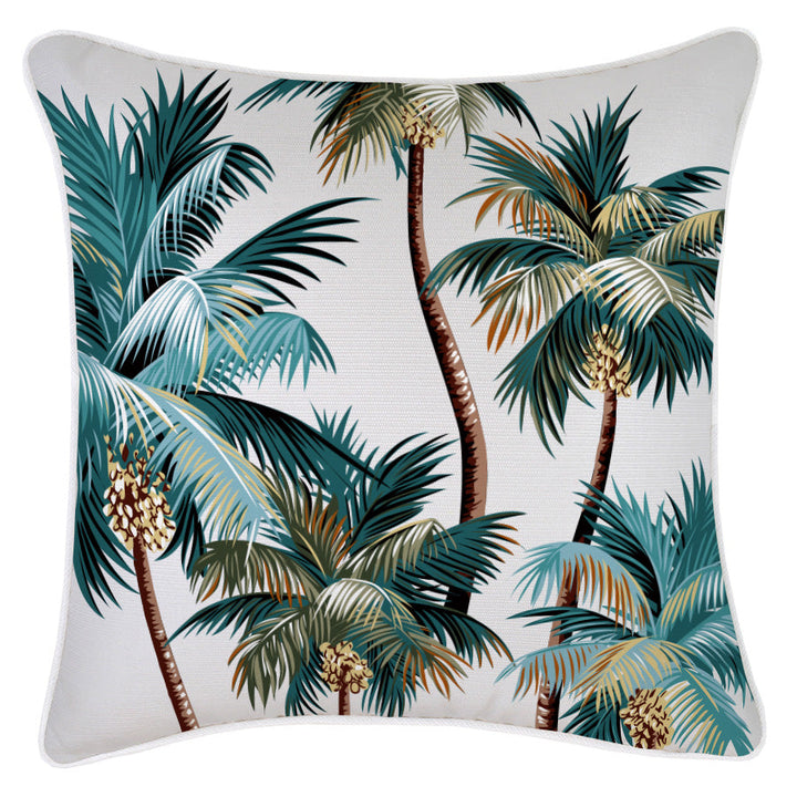 Palm Trees Coastal-Natural-Indoor Outdoor Cushion Cover-With Piping-45cm X 45cm