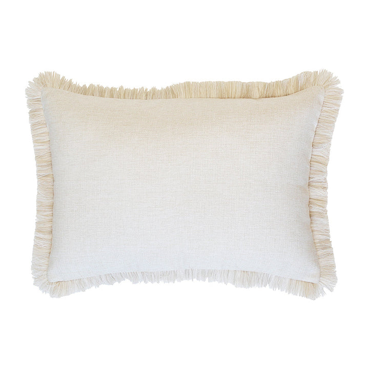 Solid Natural-Coastal Fringe-Cushion Cover-35cm X 50cm