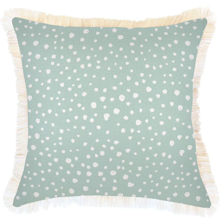 Lunar Pale Mint Spot-Coastal Fringe-Cushion Cover-45cm X 45cm