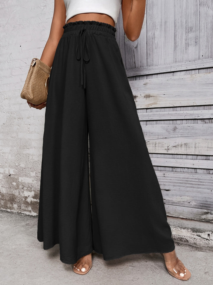 Amelia High Waist Wide Leg Pants - Black - S-XL  | Rezortly