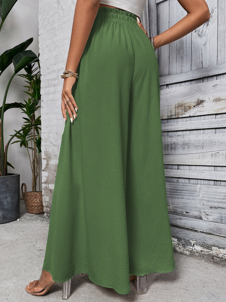 Amelia High Waist Wide Leg Pants - Forest  Green - S-XL  | Rezortly