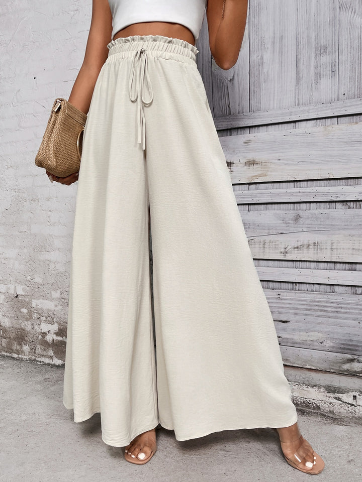 Amelia High Waist Wide Leg Pants - Ivory - S-XL  | Rezortly