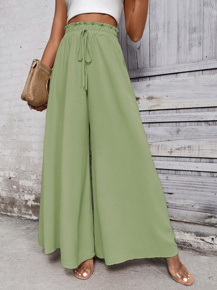 Amelia High Waist Wide Leg Pants - Light Green - S-XL  | Rezortly