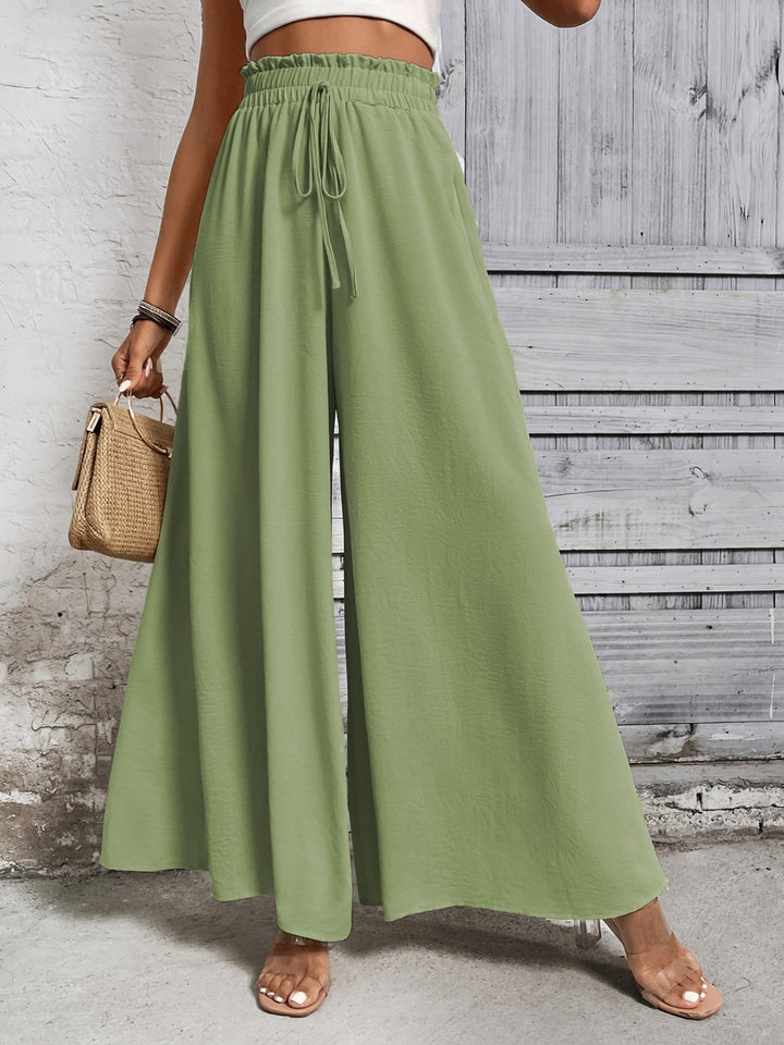 Amelia High Waist Wide Leg Pants - Light Green - S-XL  | Rezortly