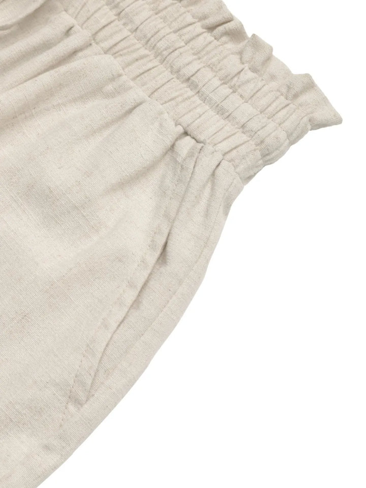 Amelia Paperbag Waist Shorts - Linen - Beige - S-XL | Rezortly