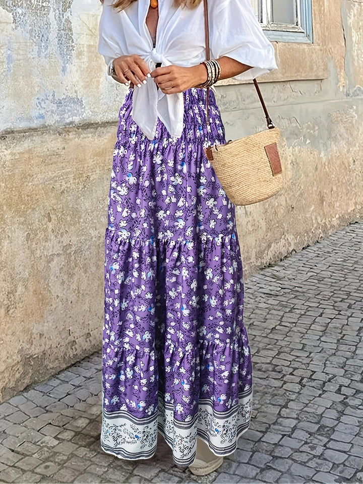 Iris Tiered Maxi Skirt - Purple. Size S-3XL | Rezortly