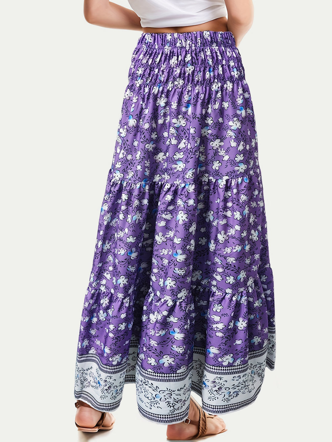 Iris Tiered Maxi Skirt - Purple. Size S-3XL | Rezortly