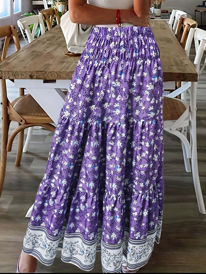 Iris Tiered Maxi Skirt - Purple. Size S-3XL | Rezortly