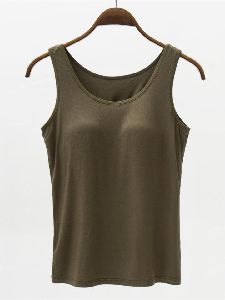 Jane Basic Tank with Bra - Olive. Size S-3XL | Rezortly