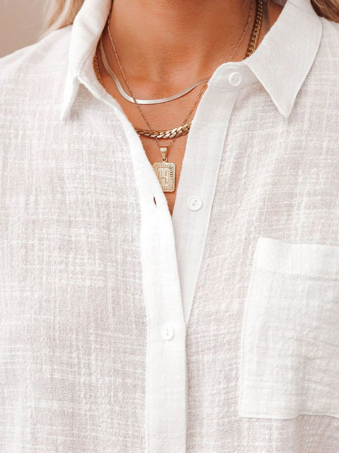 Kyra Button Up Short Sleeve Cotton Shirt | S-4XL - White | Rezortly