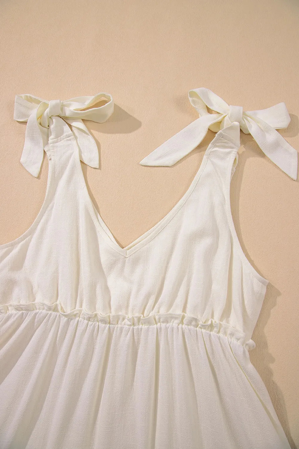 Mia Tie Strap Tiered Mini Beach Dress - Beige - S-XL | Rezortly