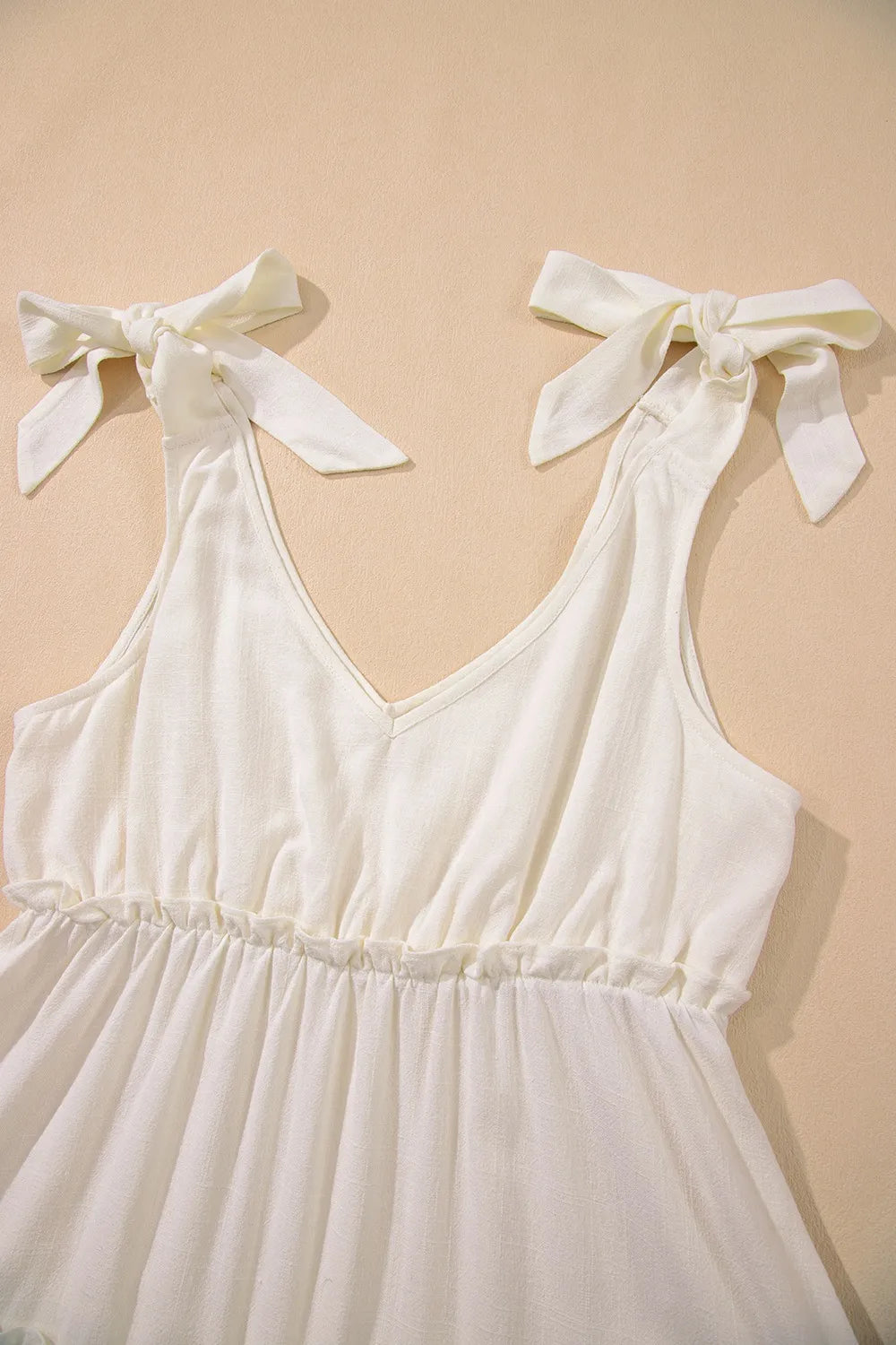 Mia Tie Strap Tiered Mini Beach Dress - Beige - S-XL | Rezortly