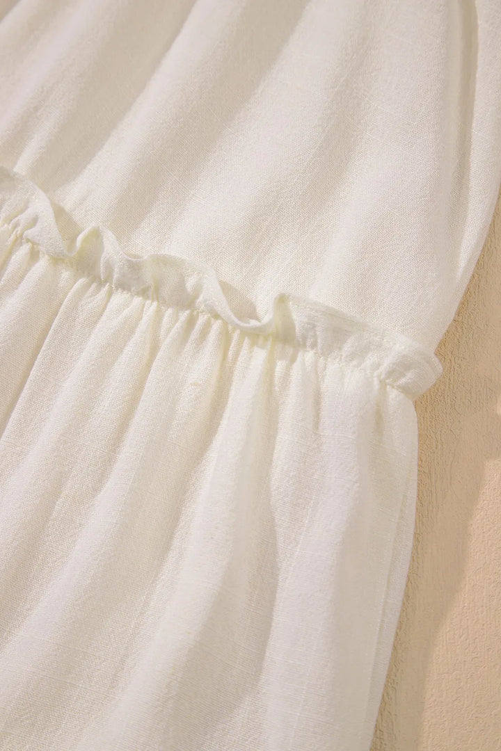 Mia Tie Strap Tiered Mini Beach Dress - Beige - S-XL | Rezortly