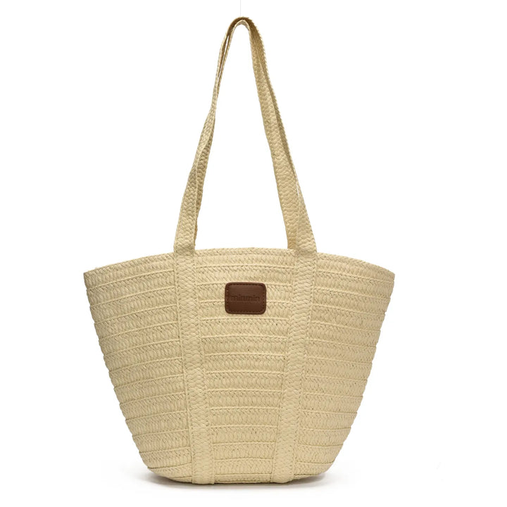 Minmin Woven Straw Tote Beach Bag - Natural Beige | Rezortly