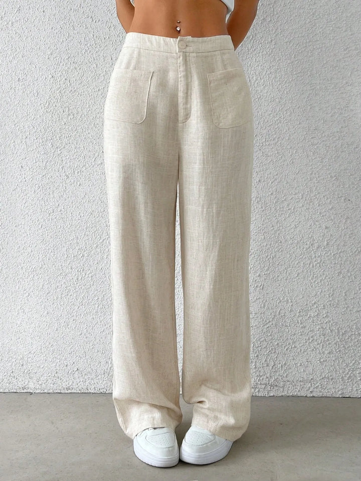 Olivia Wide Leg Pants - Beige - S-2XL |  Rezortly