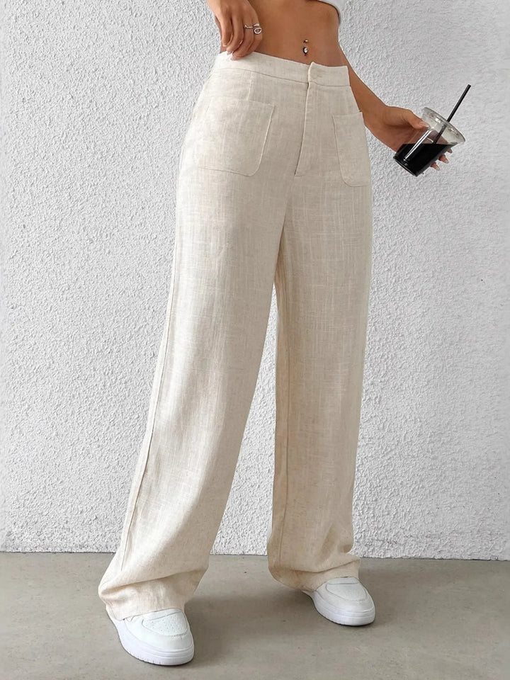 Olivia Wide Leg Pants - Beige - S-2XL |  Rezortly