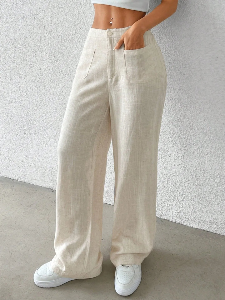 Olivia Wide Leg Pants - Beige - S-2XL |  Rezortly