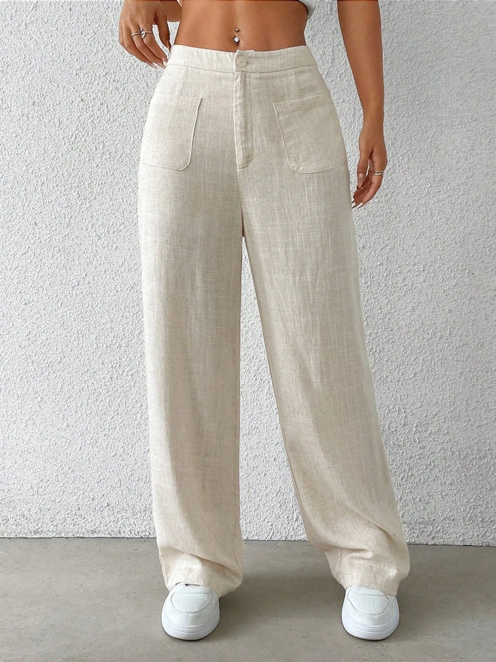 Olivia Wide Leg Pants - Beige - S-2XL |  Rezortly