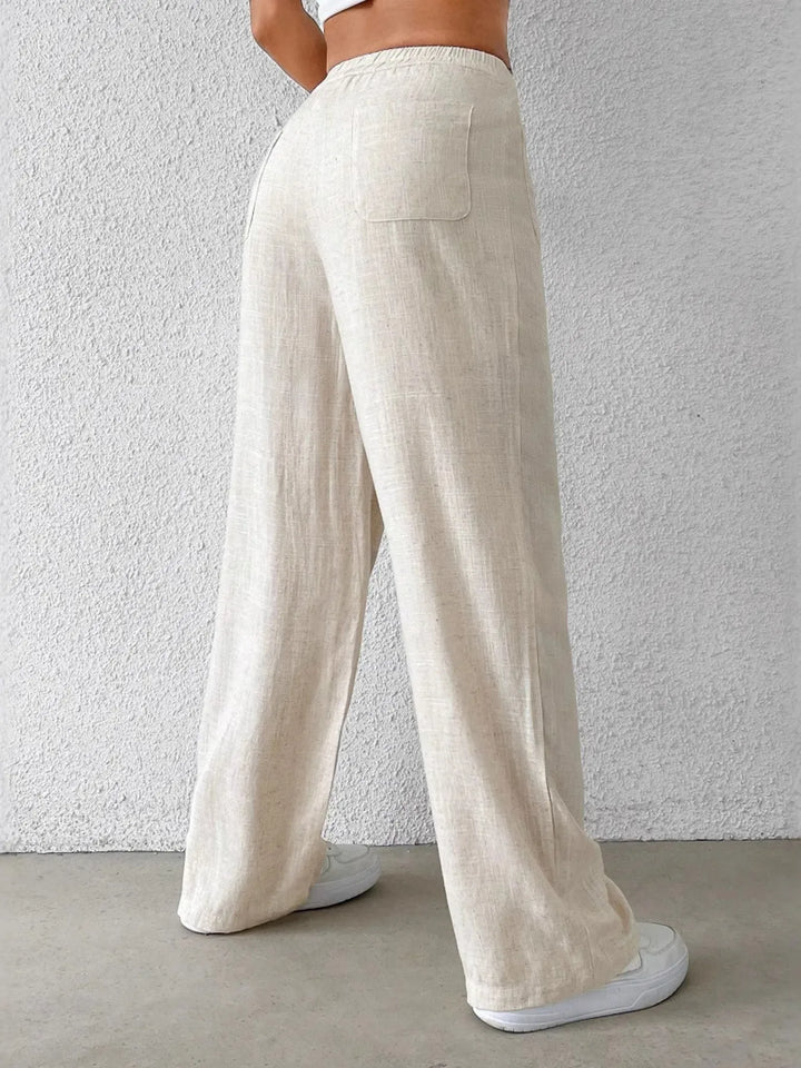 Olivia Wide Leg Pants - Beige - S-2XL |  Rezortly