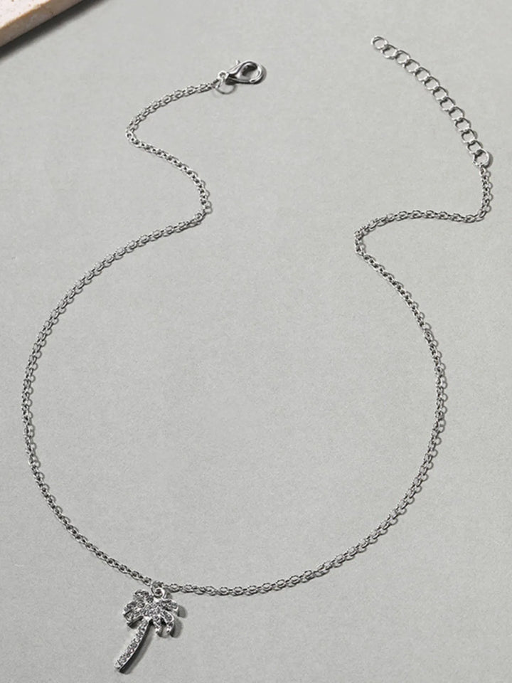 Rezortly Palm Tree Zirconia Pendant Necklace - Silver | Rezortly