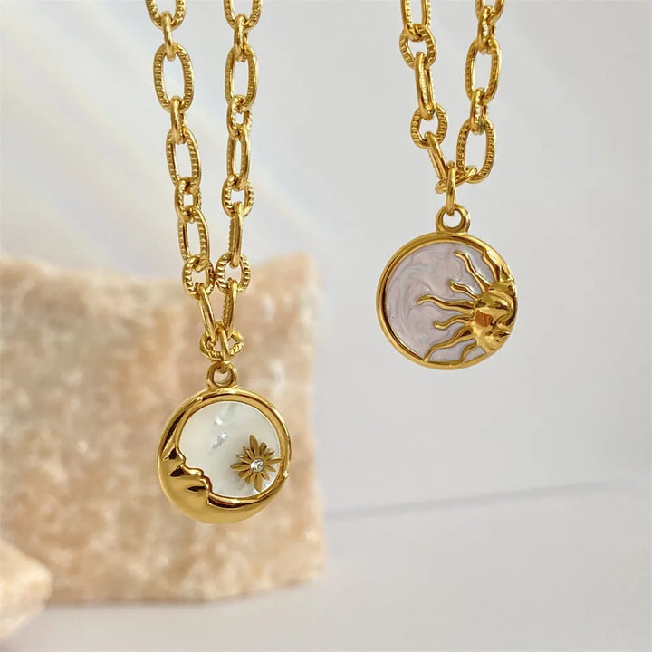 Temple Of The Sun & Moon 18K Gold-Plated Necklace | Rezortly