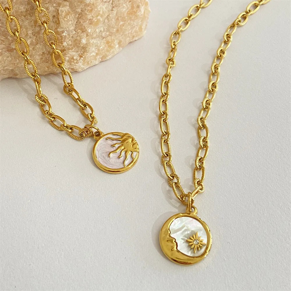 Temple Of The Sun & Moon 18K Gold-Plated Necklace | Rezortly