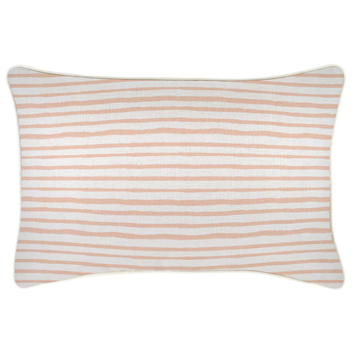 Blush Paint Stripes-With Piping-Indoor Outdoor Cushion Cover-35cm X 50cm