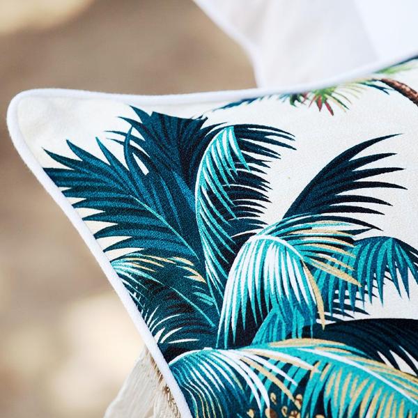 Palm Trees Coastal-Natural-Indoor Outdoor Cushion Cover-With Piping-45cm X 45cm