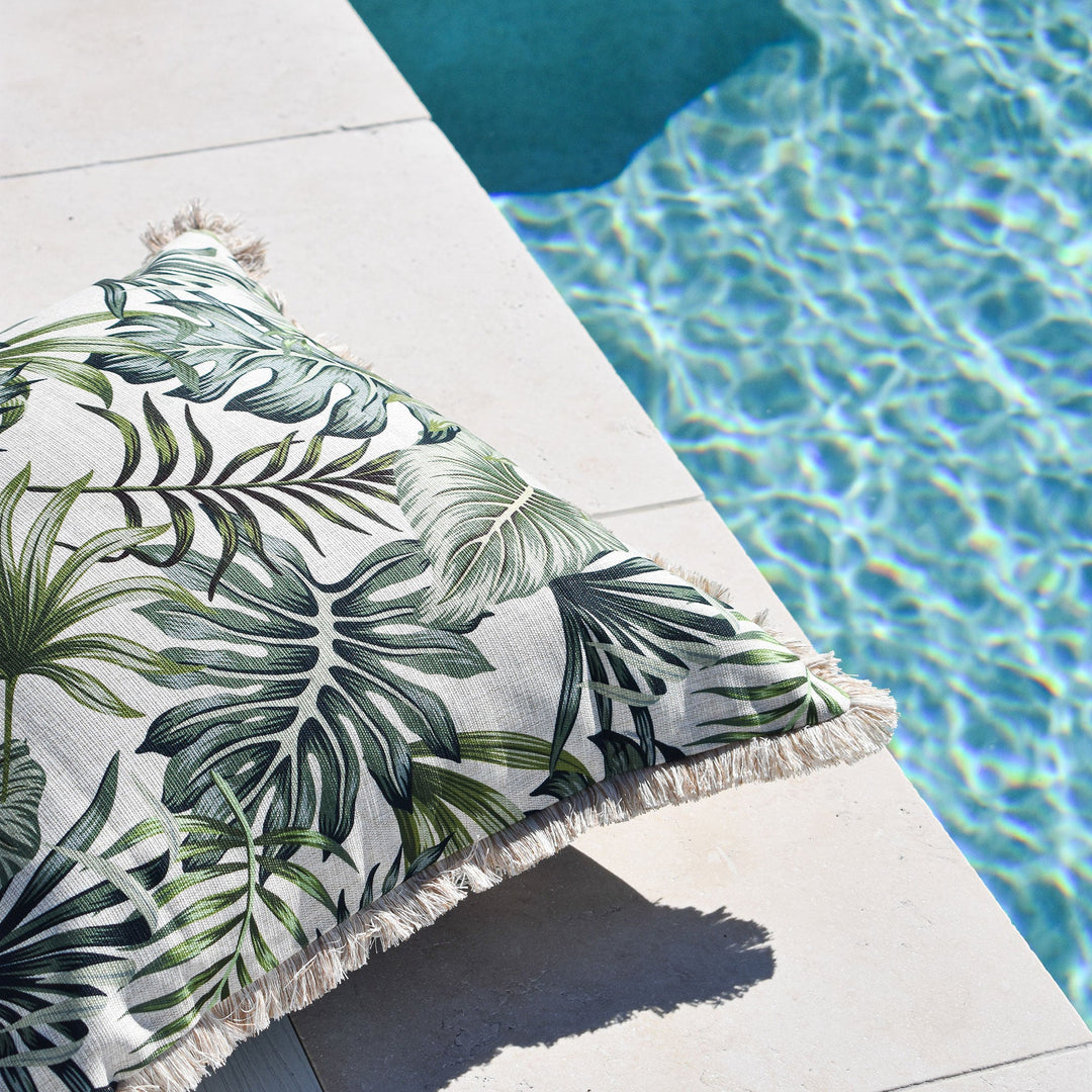 Tropical Palm Leaf-Coastal Fringe Indoor Cushion Cover-45cm X 45cm