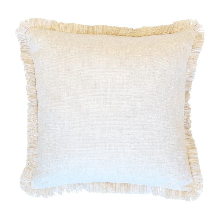 Solid Natural-Coastal Fringe-Cushion Cover-45cm X 45cm