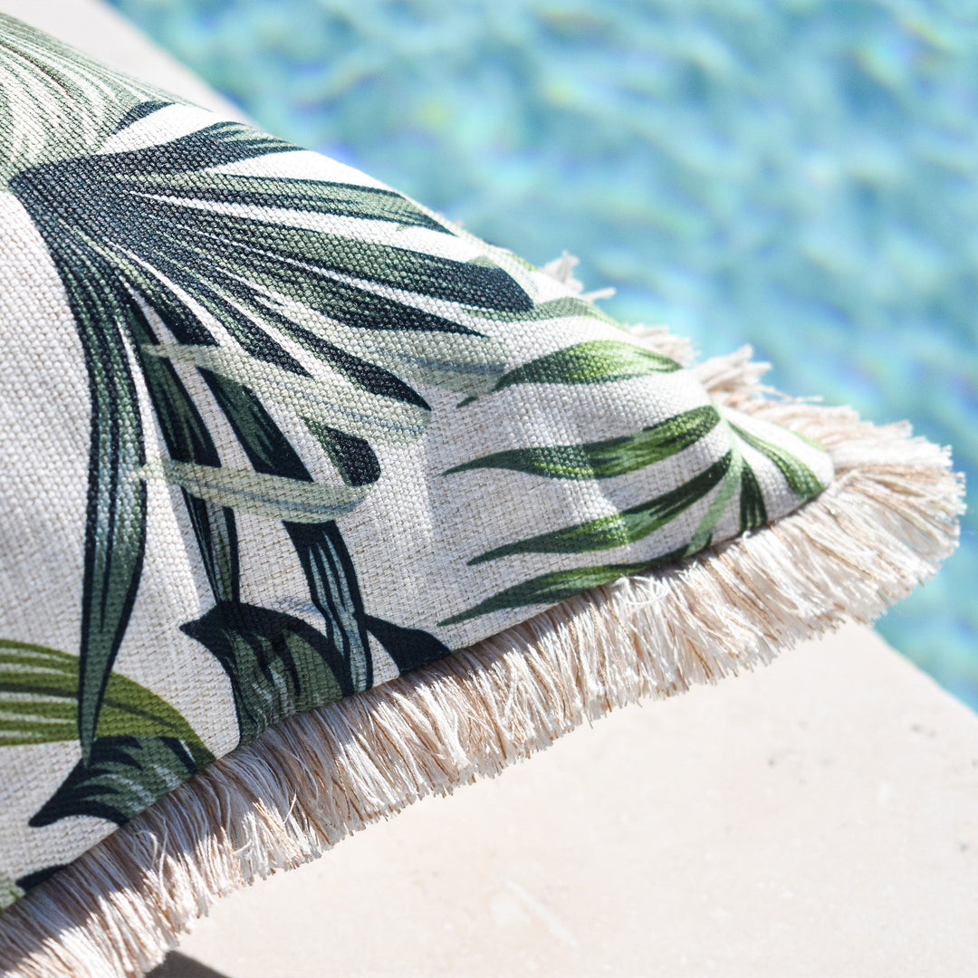 Tropical Palm Leaf-Coastal Fringe Indoor Cushion Cover-45cm X 45cm