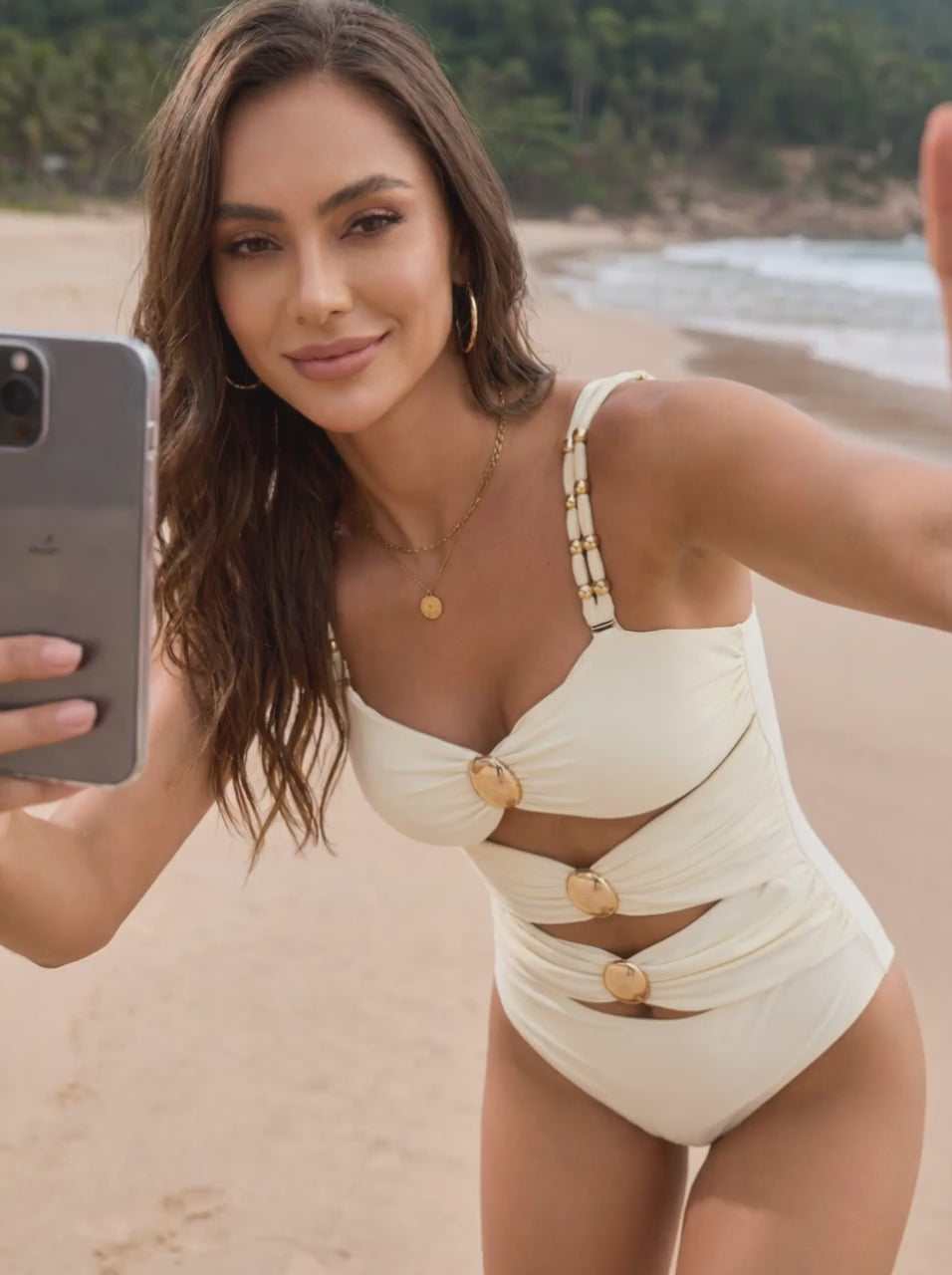 Gabriella Cutout One-Piece Swimsuit - Cream