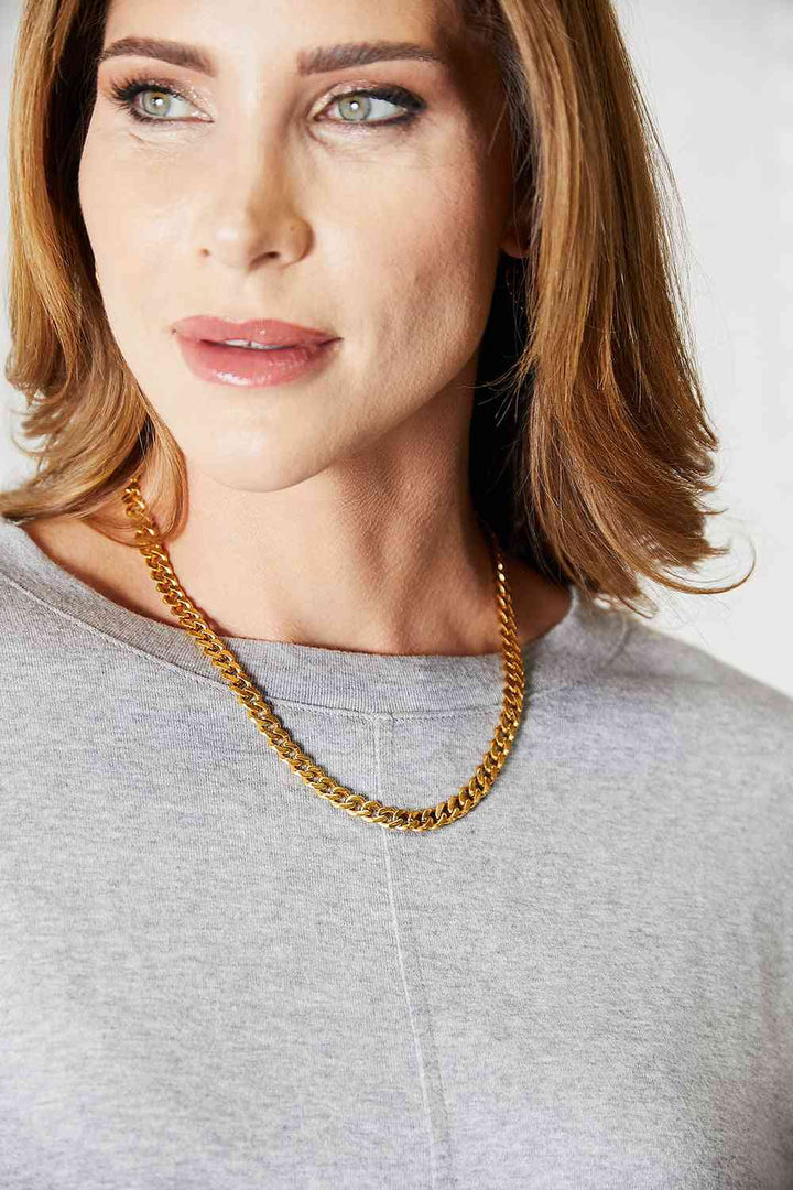 Aurora Gold Curb Chain - 18K Gold Plated Stainless Steel Necklace