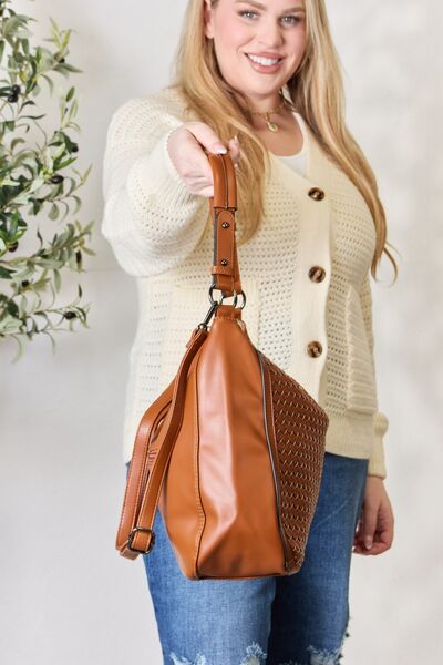 Melody Tan Woven Vegan Leather Handbag | Rezortly.com