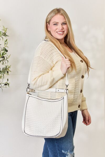 Melody White Woven Vegan Leather Handbag | Rezortly.com