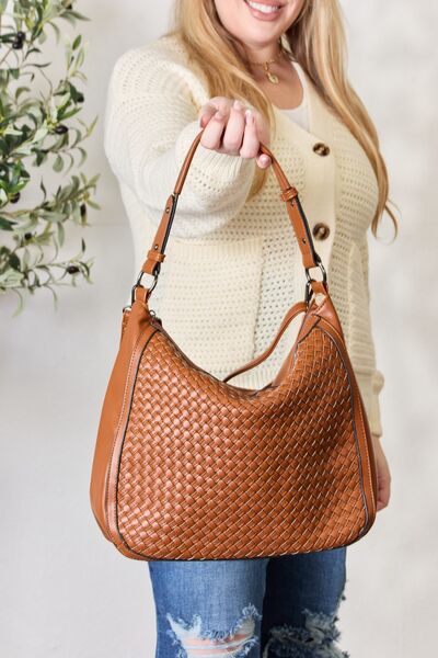 Melody Tan Woven Vegan Leather Handbag | Rezortly.com