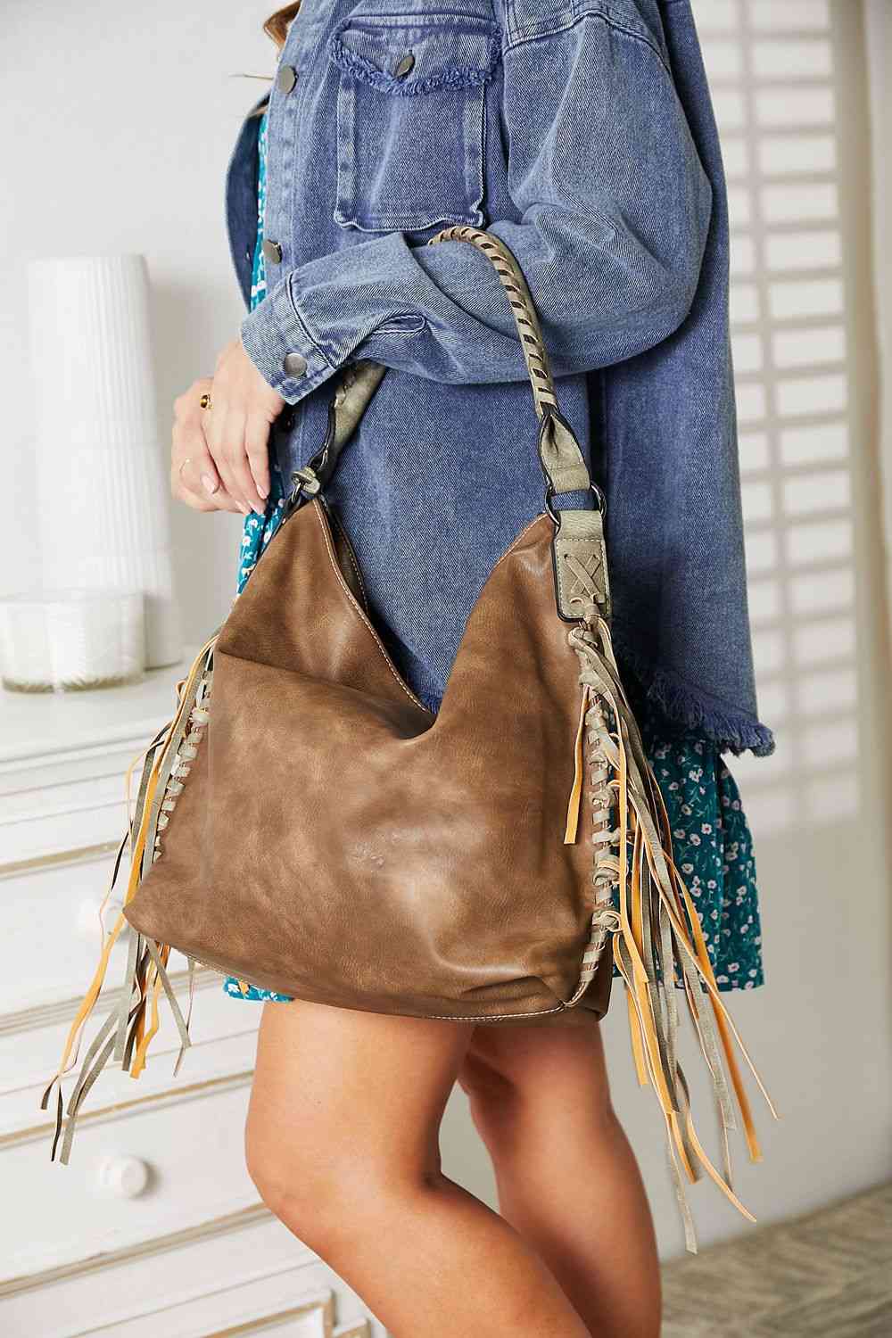 Kim Vegan Leather Fringe Detail Shoulder Bag