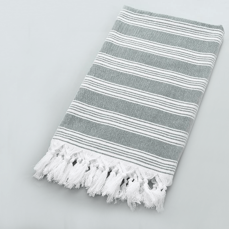 Miami Beach Turkish Towel Grey Black - Rezortly