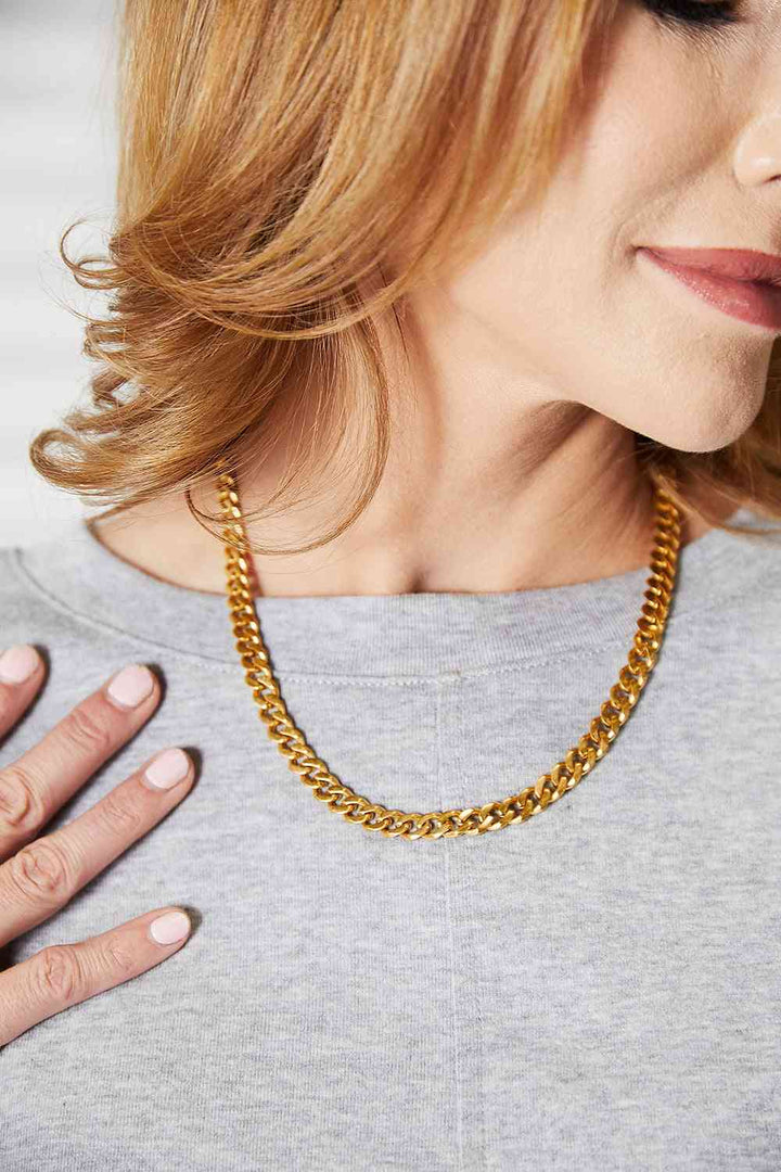Aurora Gold Curb Chain - 18K Gold Plated Stainless Steel Necklace