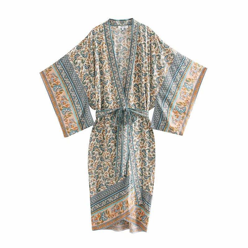 Indie Boho Vintage Beach Kimono Natural - Rezortly