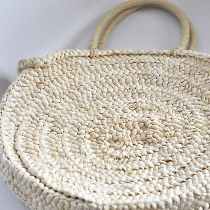 Scallop Woven Straw Tote Beach Bag - Rezortly