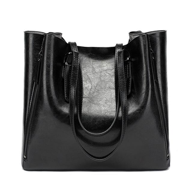 Colette Leather Tote Bag Black - Rezortly