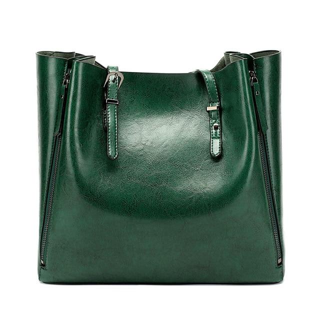 Colette Leather Tote Bag Green - Rezortly