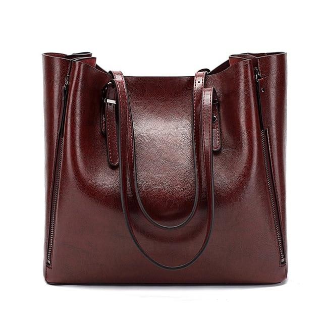 Colette Leather Tote Bag Maroon - Rezortly
