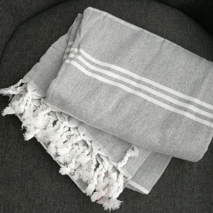 Palm Beach Turkish Towel Grey Black - Rezortly